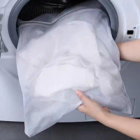 White Durable Large Washing Laundry Bag Mesh Organizer Net Dirty Bra Socks Underwear Shoe Storag Wash Machine Cover Clothes