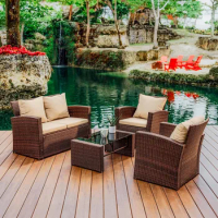 Wicker Patio Furniture Sets-4 Piece Patio Set with Patio Chairs Set of 2outdoor furniture furniture outdoor mesa para balcon