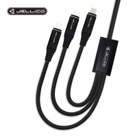 【Jellico】1.2m耐韌系列3合1Mirco-USB/Lightning/Type-C充電線(JEC-NS13-BK)