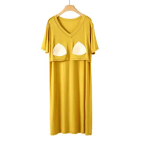 Modal Nightgowns Lingerie Hot Short Sleeve With Chest Pads Sleeping Dress Women's Nightwear Sleepwear For Women Pajama