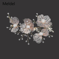 Wedding jewelry golden copper petal hair band bride wedding headdress millet beads handmade hair band dress hair accessories