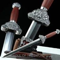 Iron Fittings Dragon Damascus Folded Steel Chinese KUNGFU Short Sword Han Dynasty Jian