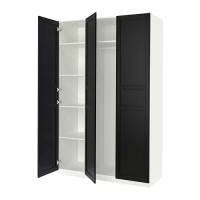 PAX/FLISBERGET 衣櫃/衣櫥組合, 白色/碳黑色, 150x60x236 公分