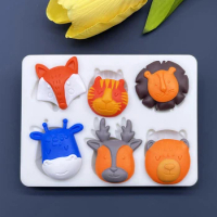 Deer Cattle Tiger Bear Lion Fox Silicone Sugarcraft Mold Fondant Cake Decorating Tools Candy Clay Cupcake Chocolate Baking Mold