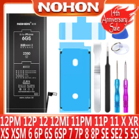 NOHON Battery For iPhone 8 Plus 7 12 Pro MAX 11 X XS XR SE 2020 Replacement Bateria For Apple iPhone 6S Plus 6 S 12 Mini 5S 5C 5