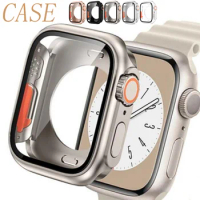 Case for Apple Watch 40mm 44mm 41mm 45mm PC Front&amp;Rear Bumper Case Glass iwatch Series 8 7 6 5 4 SE Change To Ultra Watch Cover