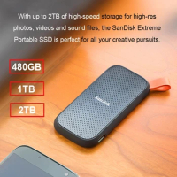 100%SanDisk Portable External SSD 480GB 520MB/s External Hard Drive USB 3.1 Type-C 1TB 2TB Solid State Disk For Laptop Desktop