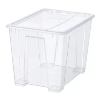 SAMLA 附蓋收納盒, 透明, 39x28x28 公分/22 公升