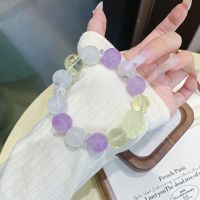 Gelang Manik-manik Berlilit Tunggal Amethyst Asli, Gelang Manik-manik dengan Aura Ungu, Gelang Krist