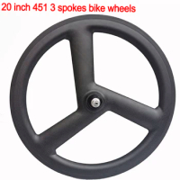 20" Carbon Bmx 451 Fold Kid Small Bike Tri Spoke Road Bicycle Wheels 20inch 6 Bolt or Center Lock Disc Three Clincher Wheelset