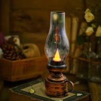 Convenient Warm Light Battery Operated 80s Old-fashioned Electronic Oil Lamp Power Saving Electronic Candle Light for Bar