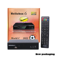 Hellobox6 Satellite TV Receiver H.265 HEVC 1080P MultiStream/T2MI Set Top Box Decoder DVB S2/S2X Tuner Receptor Include USB WIFI