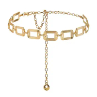 Metal Women's Chain Belts Adjustable Gold/Silver Western Cowgirl Waist Chain Belt Decorated Waist Belt