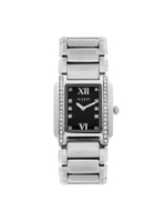 นาฬิกาข้อมือผู้หญิง JA-812 B สีเงิน หน้าปัดดำ สายสแตนเลส บานพับ