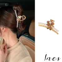 【INES】花朵髮夾 珍珠髮夾/韓國設計法式復古花朵珍珠造型抓夾 鯊魚夾 髮夾(4款任選)