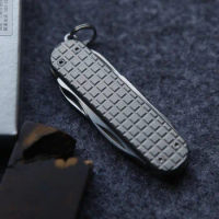 1 Pair Hand Made Titanium Alloy Handle Scales for 58 mm Swiss Army Rambler Knife (Knife Not Included)