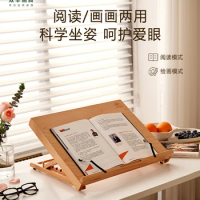 Wooden Reading Stand, Portable, Simple Desktop, Adjustable Book Clip, Simple Storage, Folding Desk, Book Stand