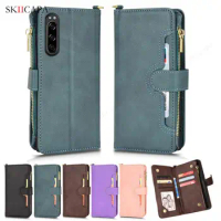 Crossbody Lanyard Leather Phone Case For Sony Xperia Pro-I 1 10 5 III Wallet Card Slot Flip Phone Cover For Xperia 1 5 10 II XZ3