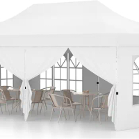 10x20 Ft Pop Up Canopy with 6 Sidewalls Instant Setup Canopy Tent with 2 Zippered Door Windows Carrying Bag UPF 50+ Portable