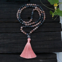 100% 8mm Mala Beads,Line Stone,Labradorite,JapaMala,Stone Necklace,Spiritual Jewelry,Prayer Meditation,108 Mala Beads, YoGa Gift