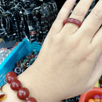 set gelang dan cincin giok warna coklat elegan