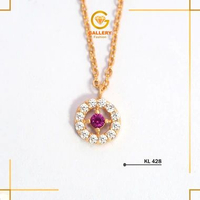 KALUNG EMAS DEWASA BLINK RHODIUM CIRCLE EMAS ASLI KADAR 8K(375) KL428 - GALERI 21 FASHION