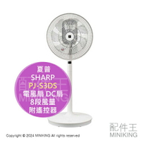 日本代購 2024新款 SHARP 夏普 PJ-S3DS 空氣清淨 電風扇 DC扇 除菌離子 除臭 8段風量 附遙控器