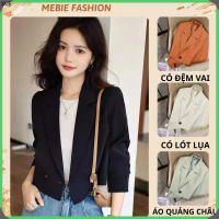 XUE Áo vest croptop cho nữ có đệm vai tôn dáng kèm lót lụa 2 lớp áo blazer khoác nữ phong cách Hàn Q