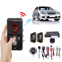 Car Anti-Theft Alarm Remote Starter System PKE Keyless Entry BT Remote Engine Starter Central Lock Kit 2-Way Vibration Alarm