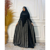 Belifi Taleetha Syari | Gamis Premium Cantik Elegan Motif Salur