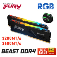 Kingston Fury Beast DDR4 RAM memoria ram DDR4 2666MHz 3200MHz 3600MHz Memory 8GB 16GB 32GB 288pin Heat Sink 1.2V DIMM RGB GAMING