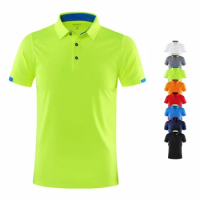 Summer men's short sleeved POLO collar shirt, button collar,solid color top,lapel T-shirt, casual and comfortable men's clothing