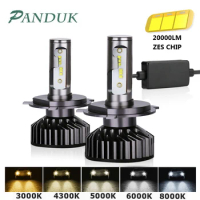 PANDUK H7 LED H4 ZES 20000LM 80W Canbus H11 H8 H1 9005 HB3 9006 HB4 LED HB3 LED Headlight Bulb Led for Car Lights 6000K 12V