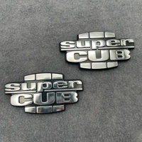 2 x Motorcycle ABS Chrome 8x4cm SUPER CUB Emblem Badge Sticker Decal For Honda Super CUB C50 C70 C90 C100 C110 C125