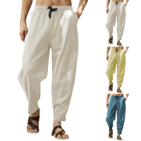 Mens casual pants with pockets mens linen pants white and navy yoga pants