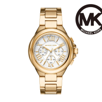 【Michael Kors 官方直營】Camille 輝煌時代三眼計時女錶 金色不鏽鋼鍊帶 手錶 43MM MK7270
