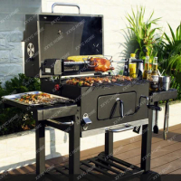 bbq table grill bbq outdoor kitchen Stainless steel industrial grill Square trolly charcoal grill