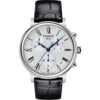 【TISSOT天梭 官方授權】T-Classic 系列 CARSON羅馬時尚計時男錶 618 年中慶(T1224171603300)