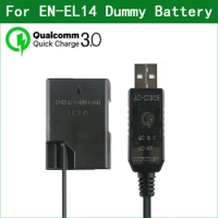 EN-EL14 EL14A EP-5A Dummy Battery Power Bank USB Cable for Nikon D3100 D3200 D3300 D3400 D3500 D5100 D5200 D5300 D5500