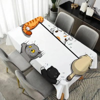 Cat Theme Printed Table Cloth Waterproof Oilproof Home Rectangular Party Table Cover Tablecloth Outd