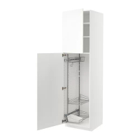 METOD 高櫃附清潔用品收納架, 白色/vallstena 白色, 60x61.6x228 公分
