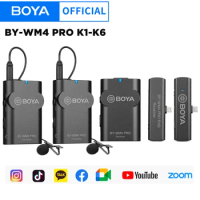BOYA BY-WM4 PRO 2.4Ghz Wireless Lavalier Lapel Microphone System for iphone Huawei Android Camera PC interviews Live Streaming