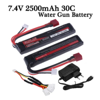 Water Gun Battery 7.4v 2500mAh Lipo Battery Charger Set 2S 7.4V Battery for Mini Airsoft BB Air Pistol Electric Toys Guns Parts