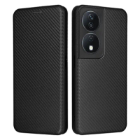 For Honor Play 8T Luxury Flip Carbon Fiber Skin Magnetic Adsorption Protective Case For Huawei Honor Play 50 Plus Phone Bags