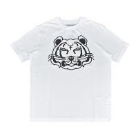 KENZO K-Tiger字母LOGO燙印黑白虎頭設計純棉短袖T恤(男款/白)