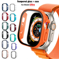 Glass+case For Apple Watch Ultra 49mm strap smartwatch PC Bumper+Screen Protector Tempered Cover iwatch series band Accessories