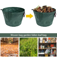 50L Garden Waste Bags Waterproof Gardening Lawn Leaf Bag Reusable Tote Debris Container with 4 Handles Foldable for Garden Yard