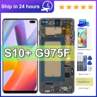 6.4" For Samsung S10 Plus LCD Display Touch Screen Digitizer Assembly S10+ S10 Plus Display with Frame