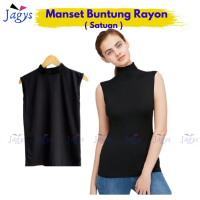 Yukensi Baju Manset Buntung Tanpa Lengan Leher Tinggi Panjang Kaos pe Rayon kerah melar Tank top  ba