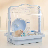 Transparent Hamster Cage With Running Wheel Travel Portable Box Villa Nest For Guinea Pig Hedgehog Squirrel Small Pet Supplies